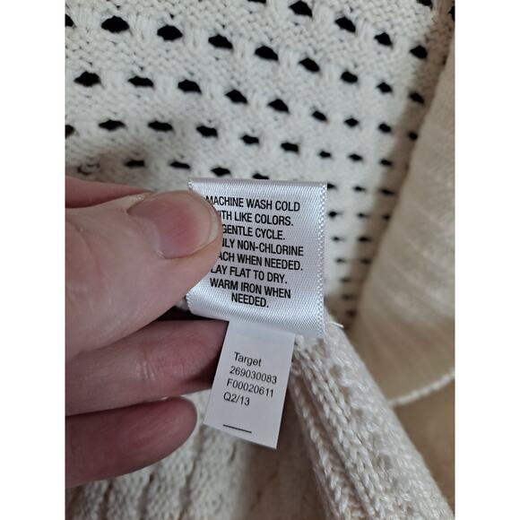 Converse One Star Women's White Cotton Open-Knit Open Front Cardigan Size L - Picture 8 of 8